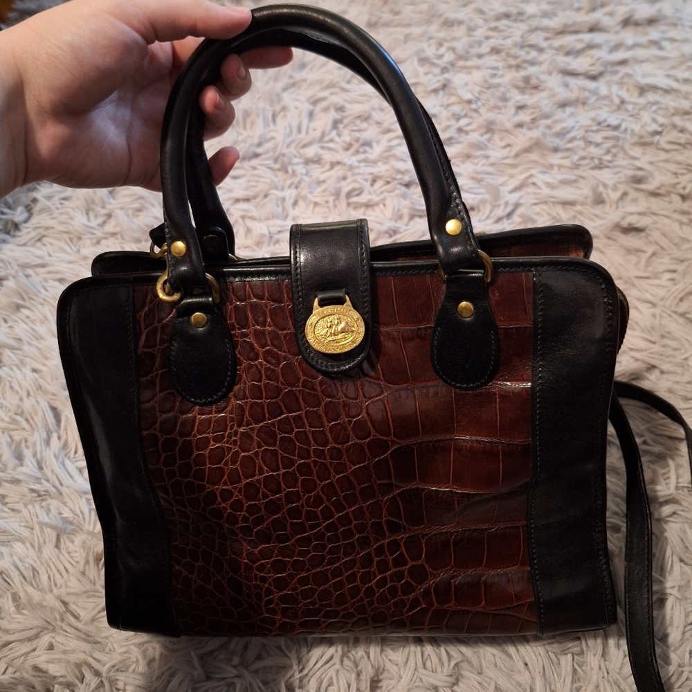 Vintage Brahmin Dark burgundy and Black and
Satchel/Crossbody